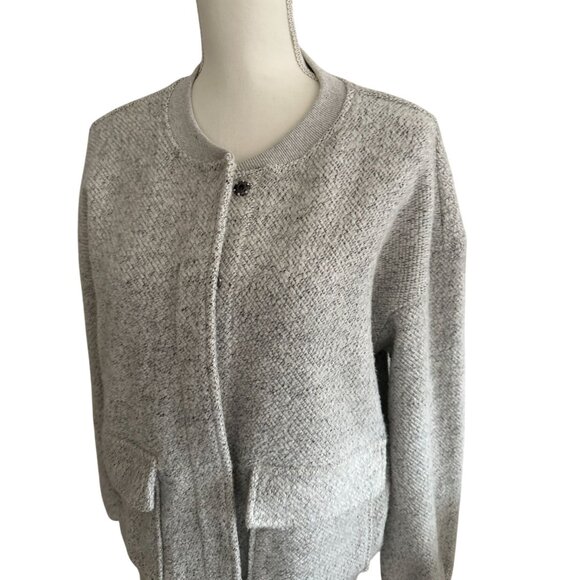 THREE DOTS Gray Knit Bomber Style Jacket Size Medium - Picture 3 of 6